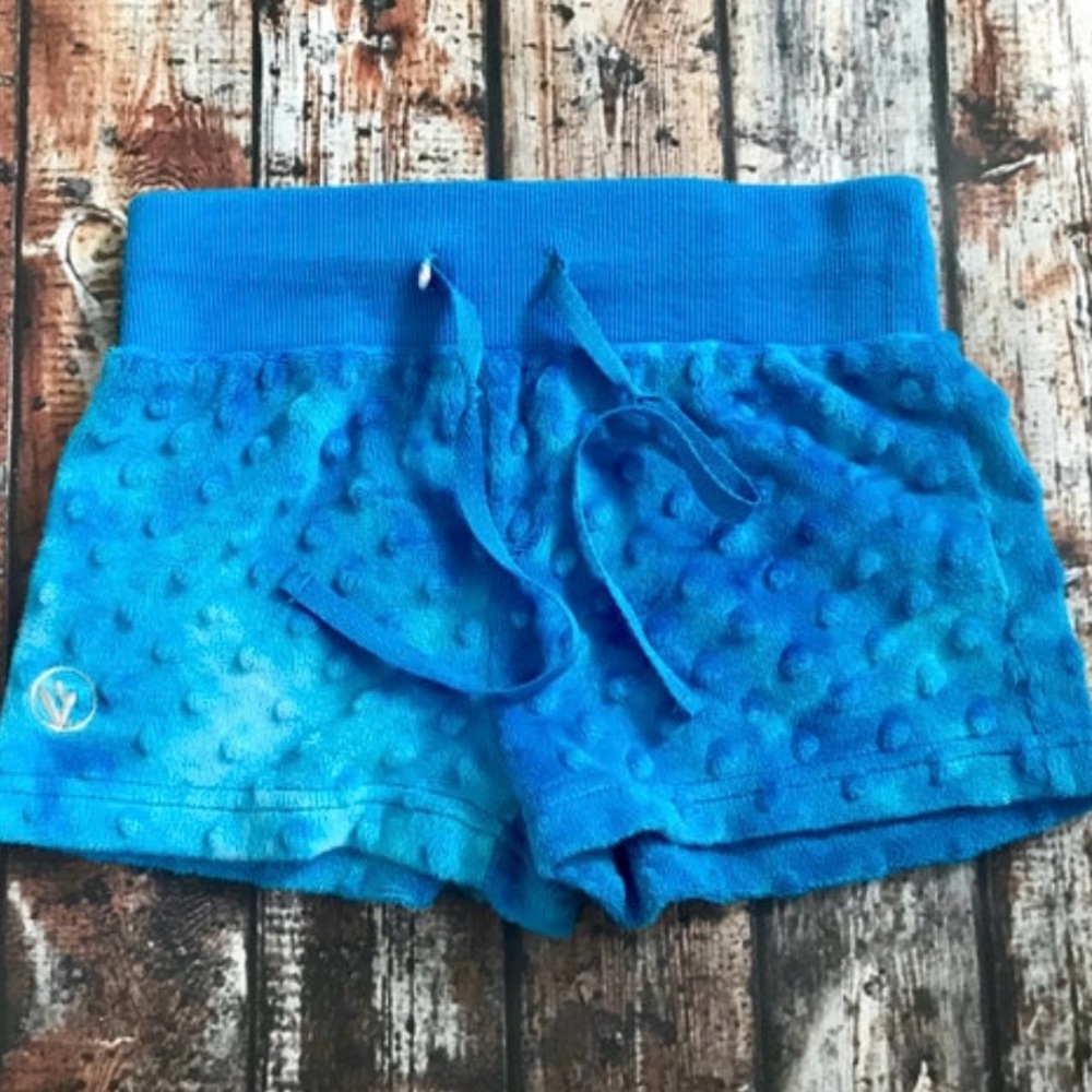Blue Tie-Dye Textured Minky Shorts ~ (7-8)